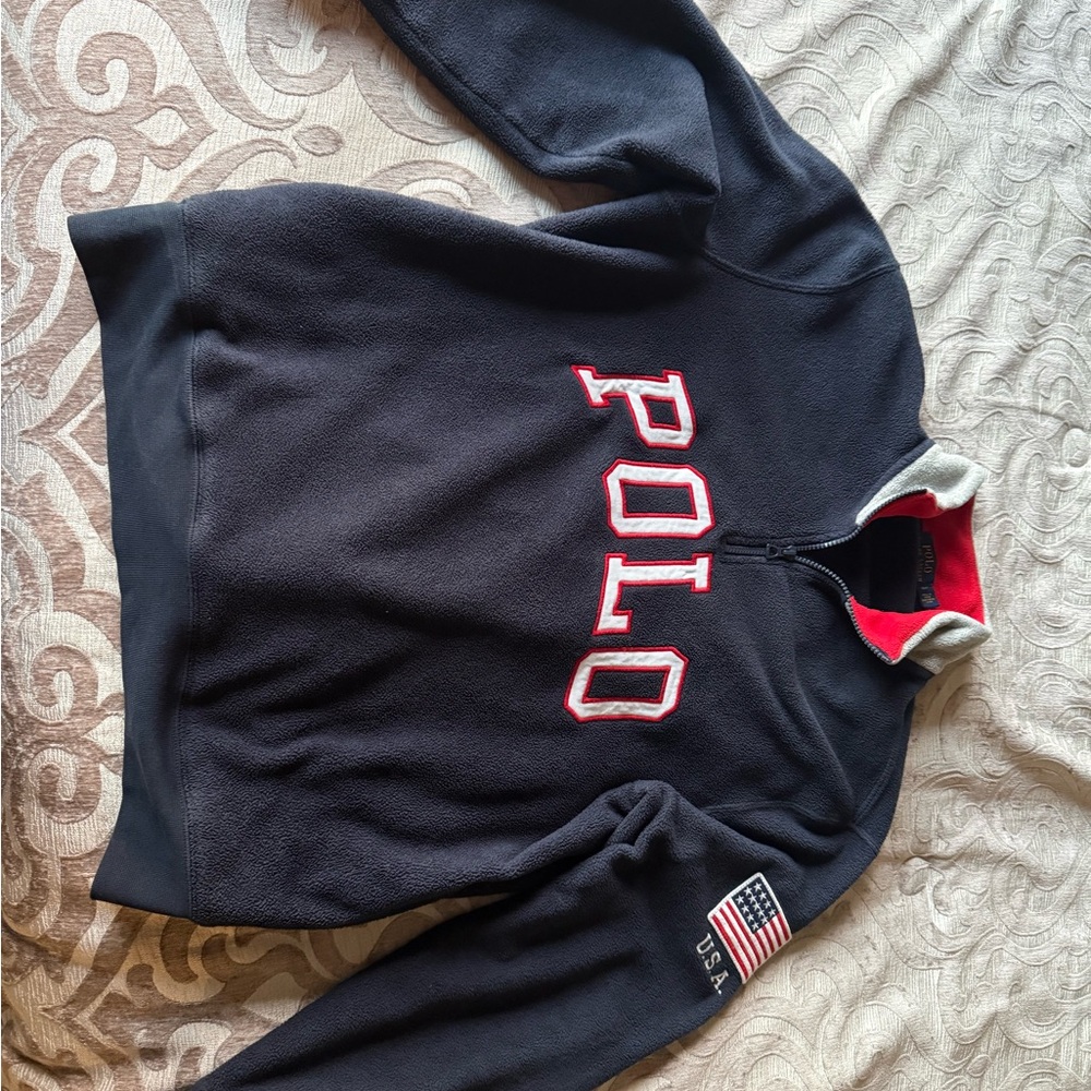 Ralph Lauren Polo Patriotic Navy Fleece with USA Flag